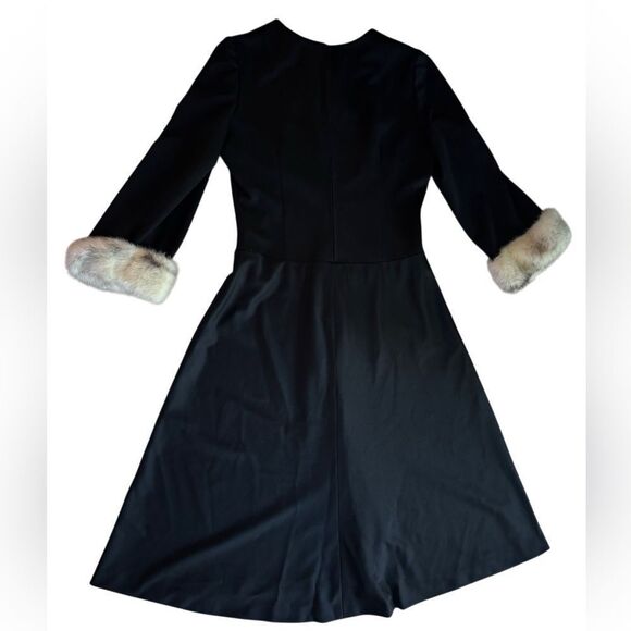 Women's Black V Neck Dress w/ Faux Fur Arm Sleeve Game Of Thrones Size Medium - Picture 4 of 5